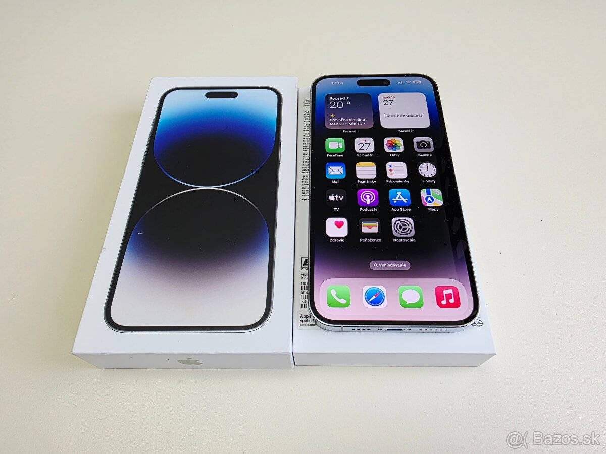 APPLE IPHONE 14 PRO MAX 128GB SILVER TOP STAV ,BATERKA 100%