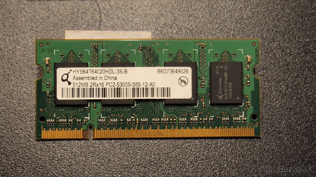 Notebookové RAM pamäte – DDR a DDR2 – 512 MB / 256 MB