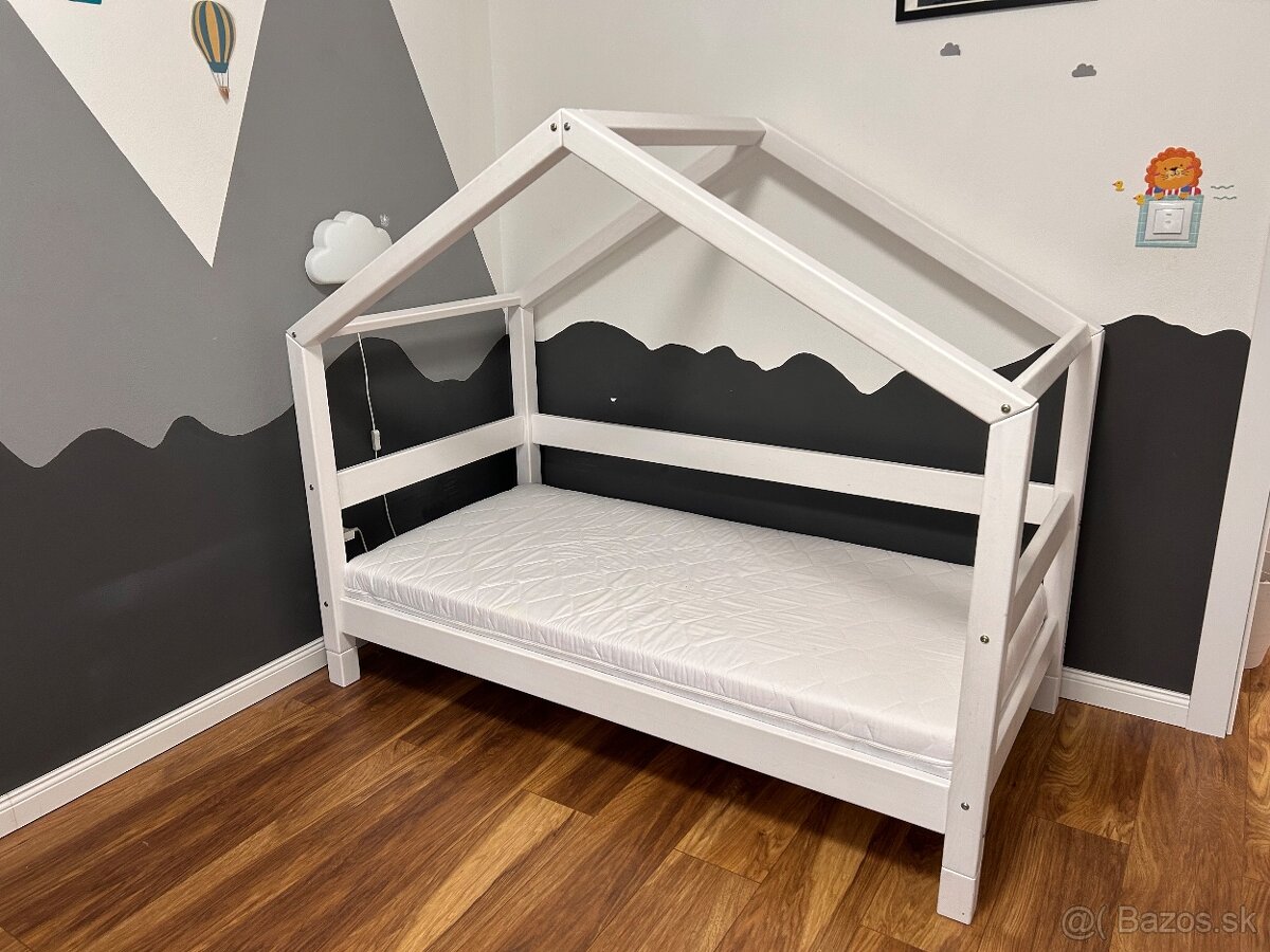 Detska domcekova postel Lucky so zabranou 160x80