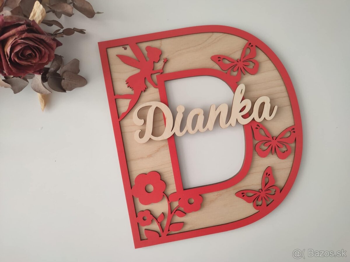 Nové Drevené písmenko s menom D, červené
