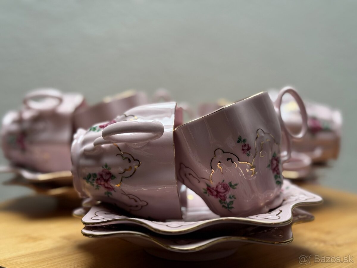 Ružový porcelán - šálky