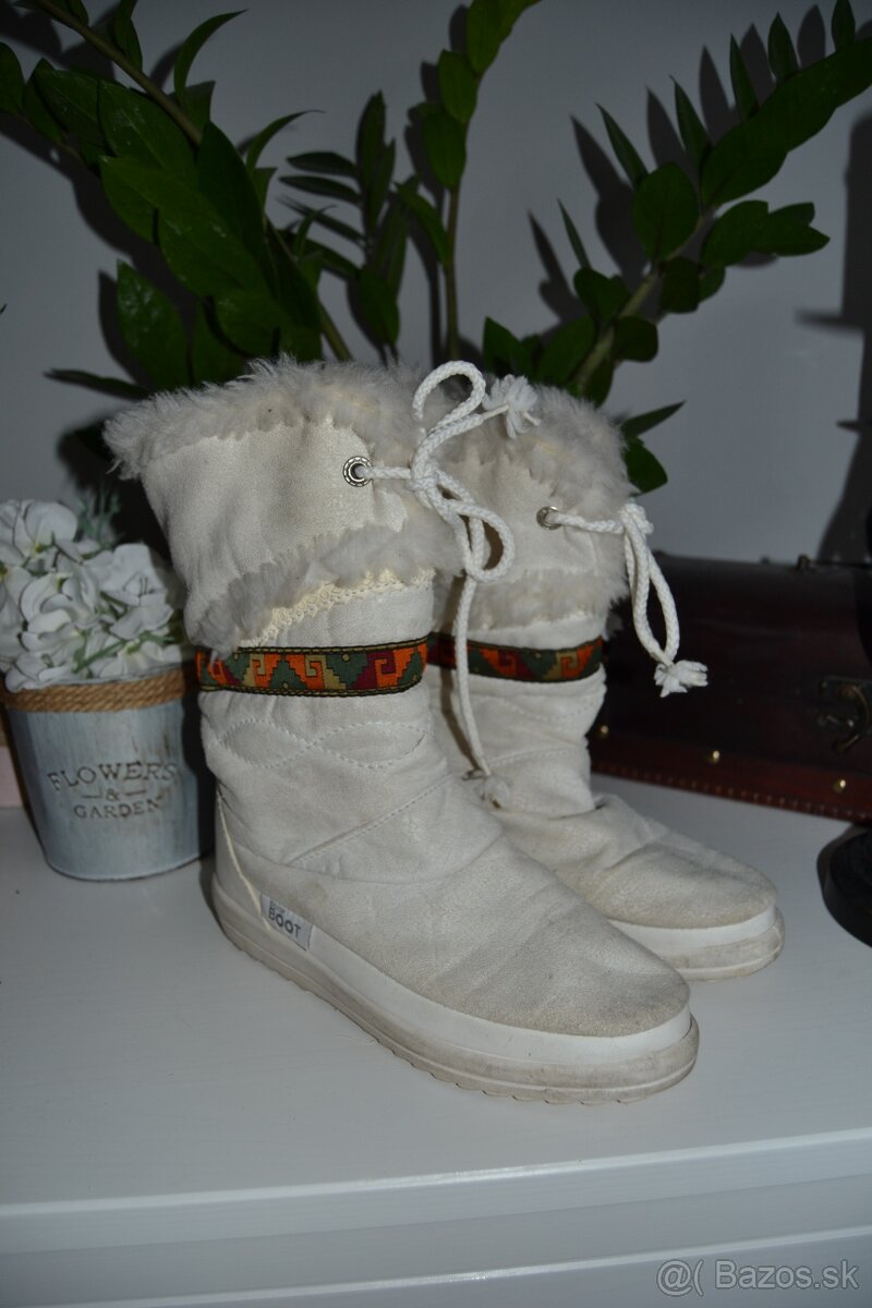 Čižmy biele Polar Boot, veľkosť 36