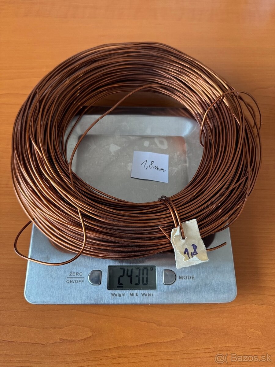 Medený drôt – rôzne priemery (1,00 až 1,8 mm)