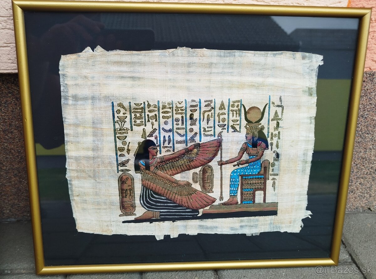 Egyptský obraz originál papyrus ručná maľba