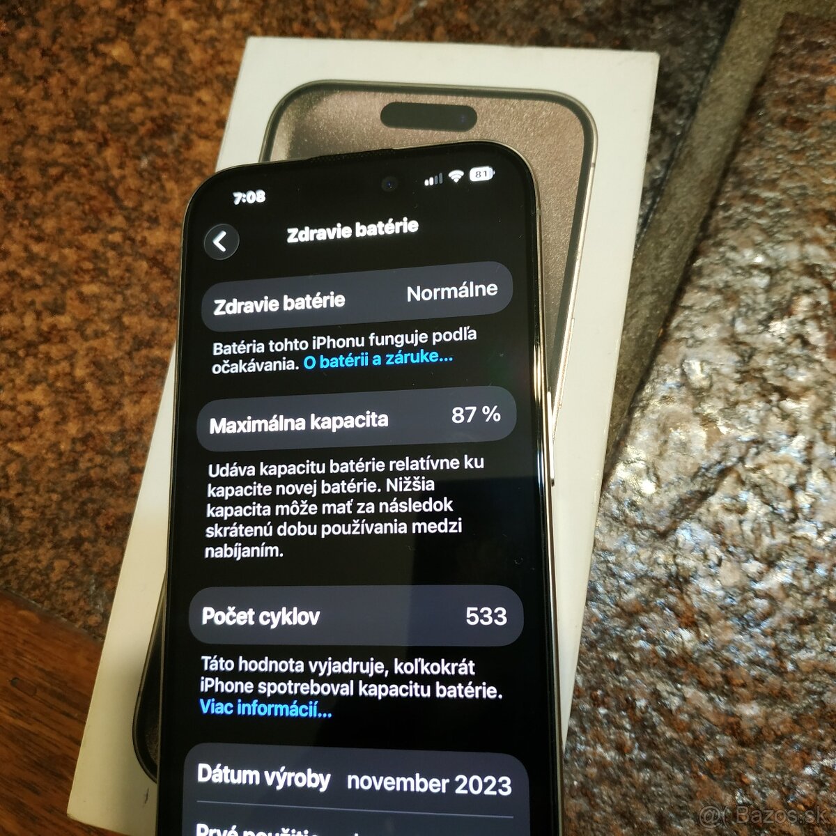 iphone 15 Pro 256GB prirodny titan