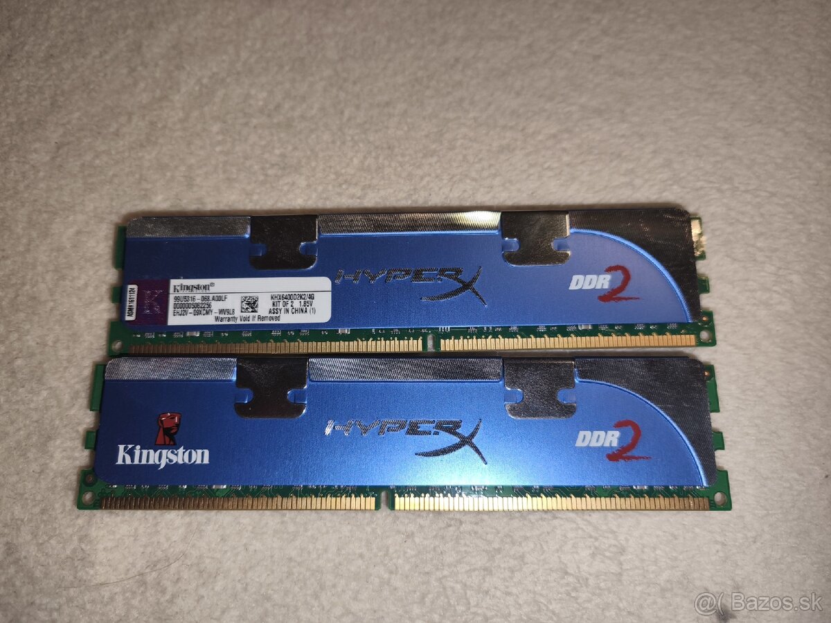 Predám 2 ks pamäti DDR2, Kingston 800 MHz, 2 GB