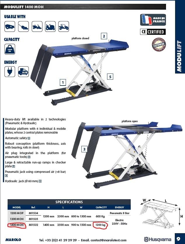 Profesionálna elektro-hydraulická plošina MODULIFT 1400 MOH