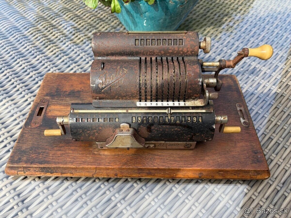 Starožitný mechanický počítací stroj SIMPLEX – PATENT