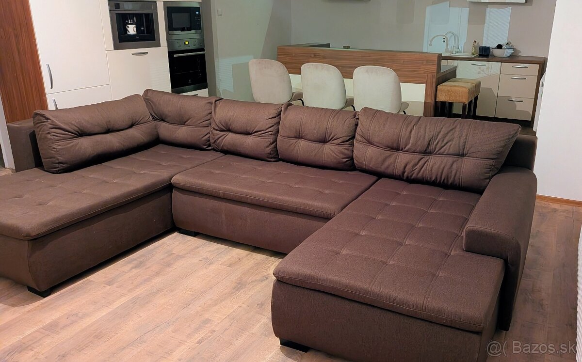 Veľká sedacia súprava hnedá