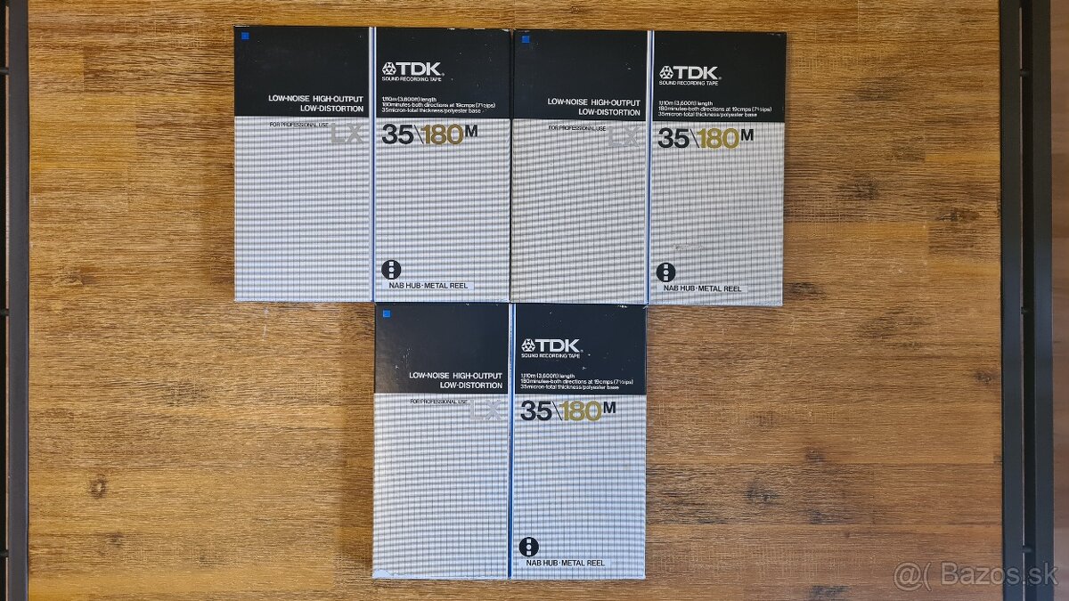 3x TDK LX35-180M,1100m 26cm ALU NAB TDK cívka