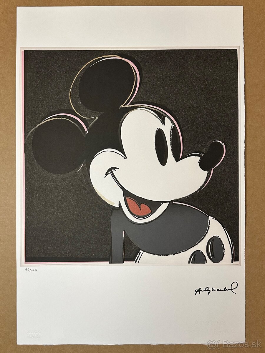 Andy Warhol "Mickey Mouse " Limitovaná edícia_Certifikát