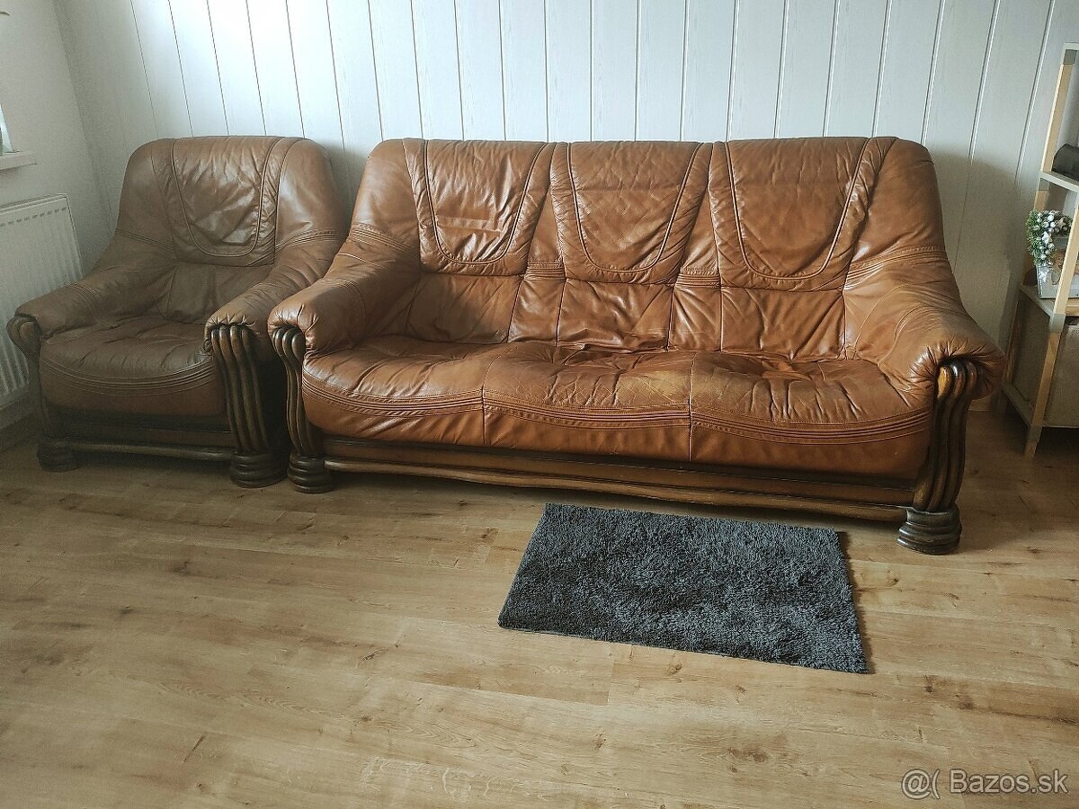 Sedacia súprava z pravej kože