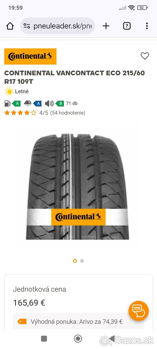 Continental VanContact Eco 215/60 R17 109T letne