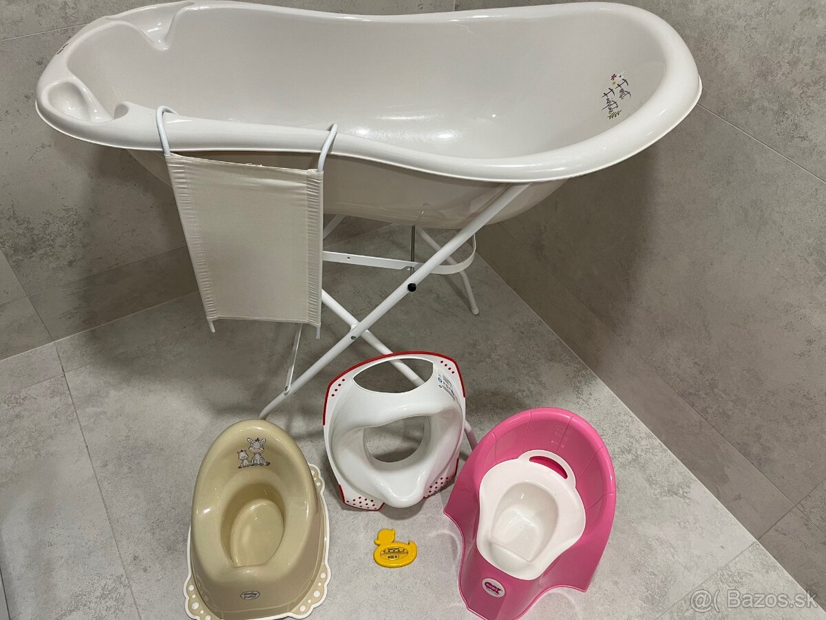 Vanička so stojanom, podložkou na kúpanie, nočník, podsedák