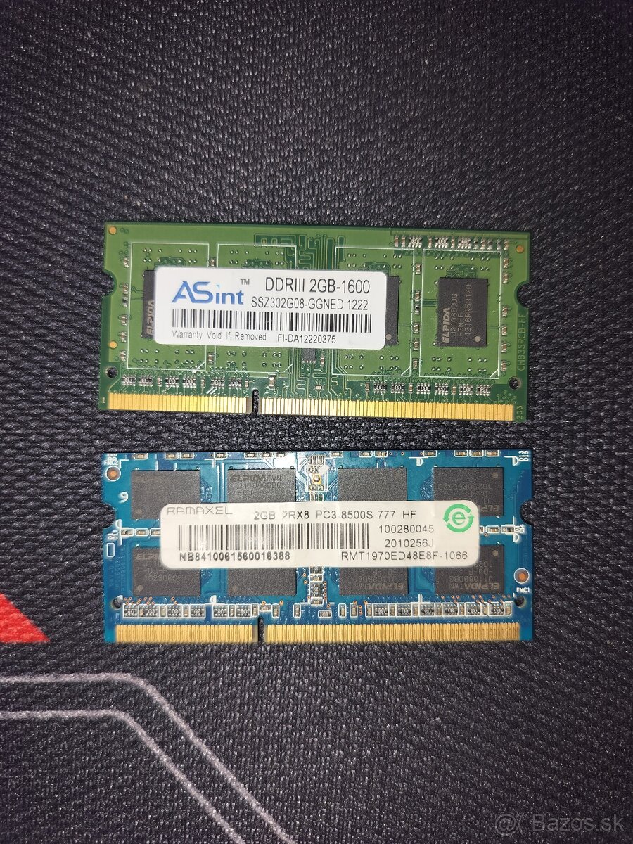 (11) 2ks RAM DDR3 2GB pre notebook (SO-DIMM) – ASint & Ramax