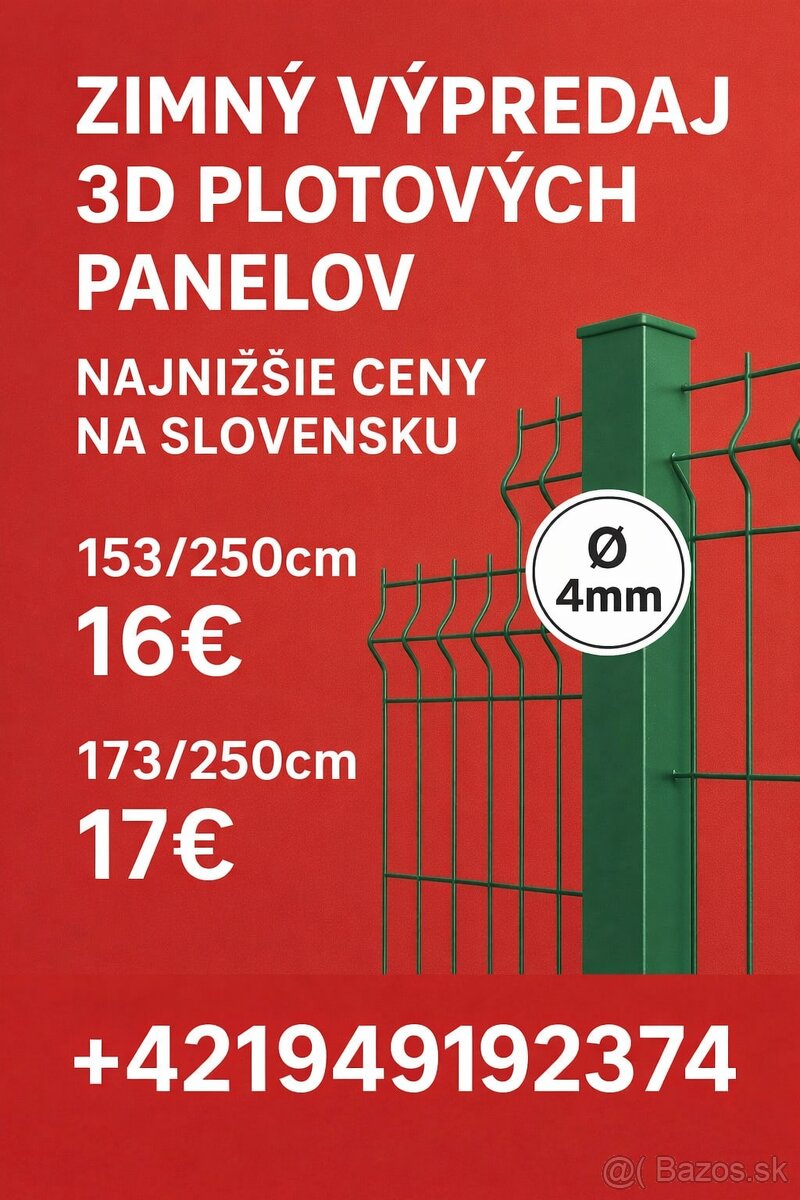 Zimný výpredaj - Ploty, 3D a 2D panely, Brány