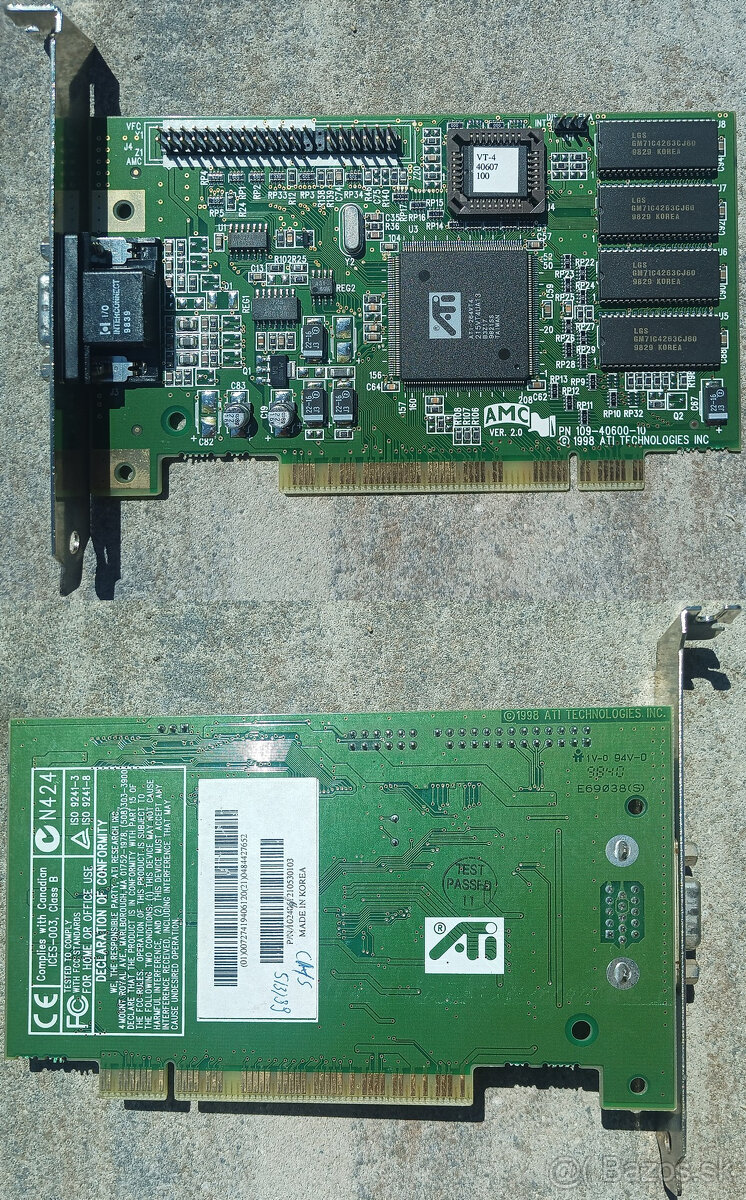 testované PCI grafické karty