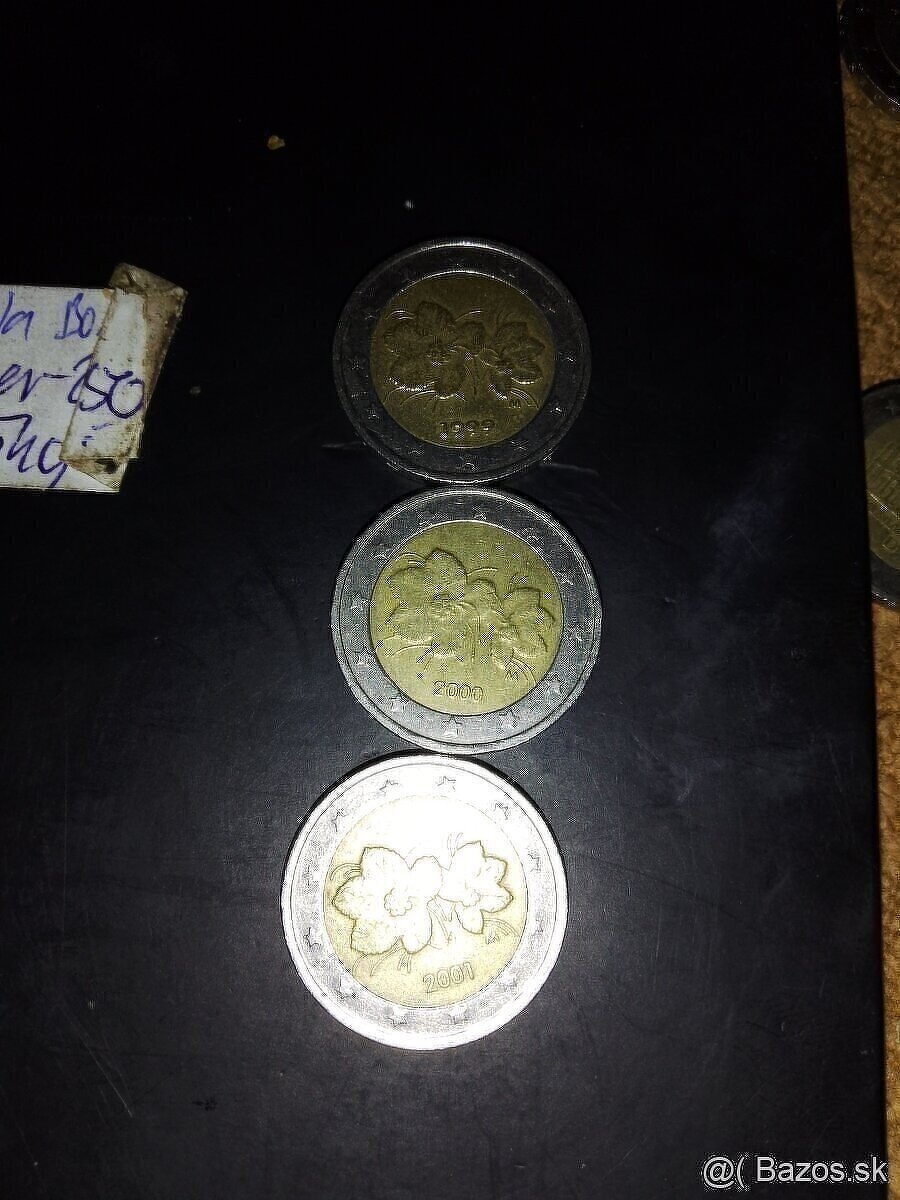 Predám 2eurove mince r.1999.2000.2001.2002 -