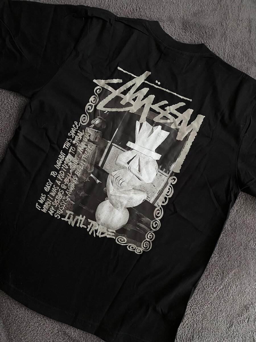 Čierne tričko Stüssy chess - L