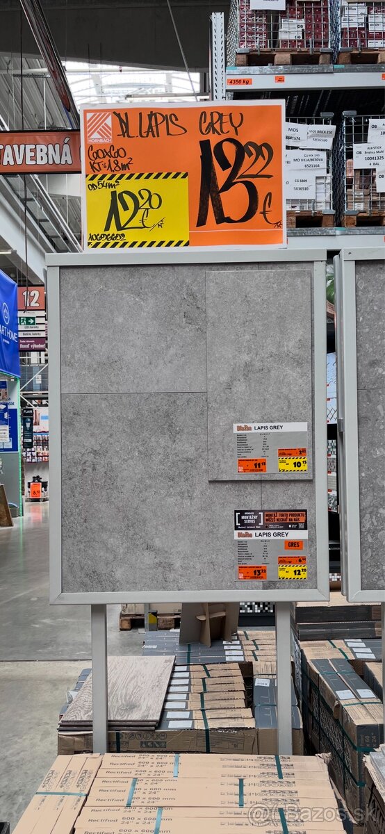 Predám gresovu Lapis Grey-sivu dlažbu 60 x 60 cm