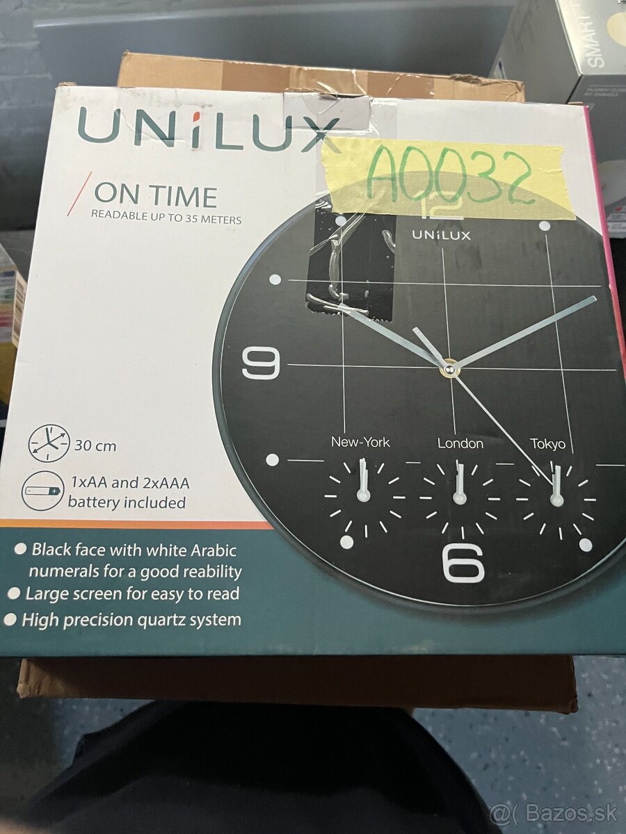 Nástenné hodiny Unilux On Time 30 cm – 3 časové pásma (dekor