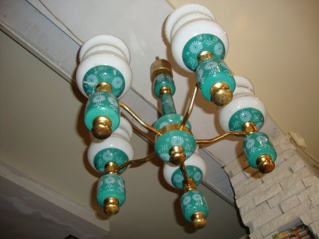 Funkčný 5-ramenný starožitný porcelánový luster