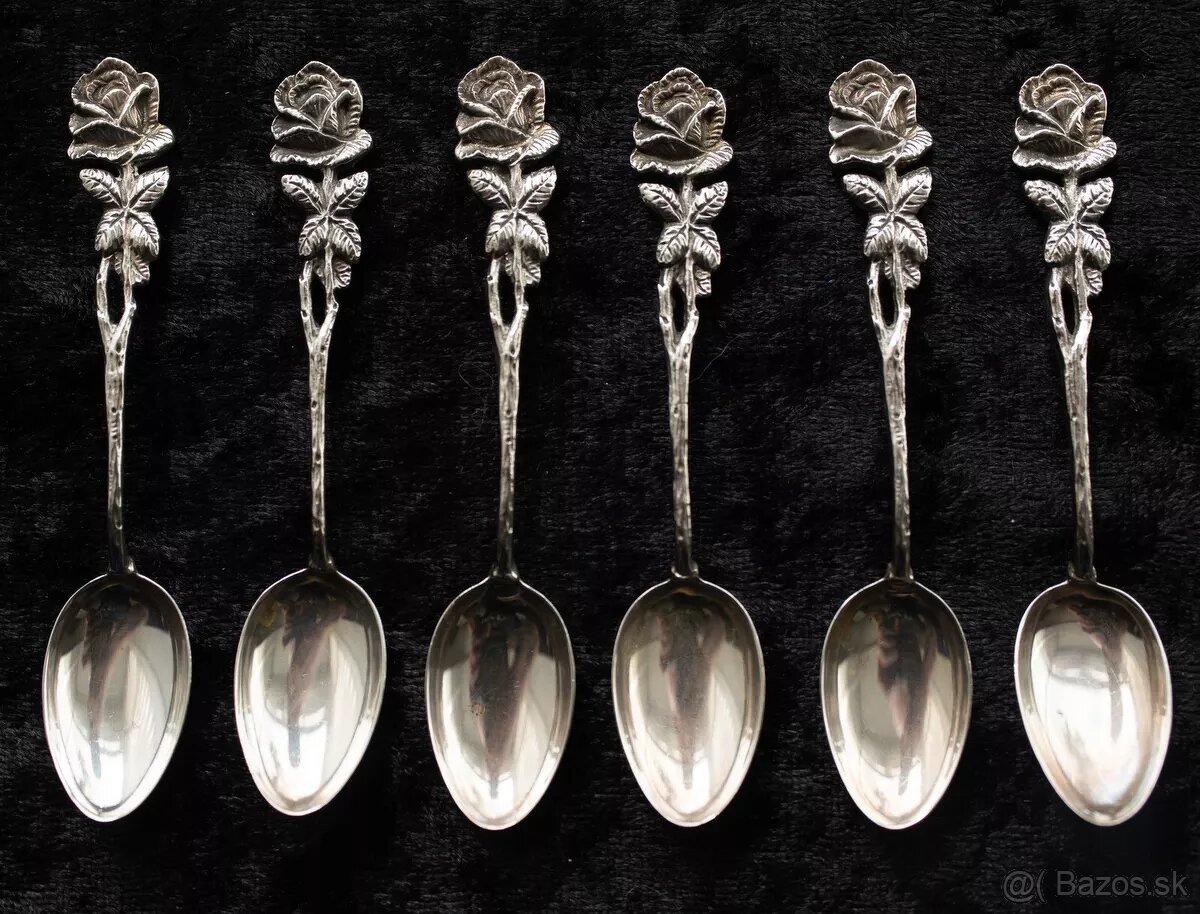 Predam prekrasne strieborne staroxitne kavove lyzicky 6 ks