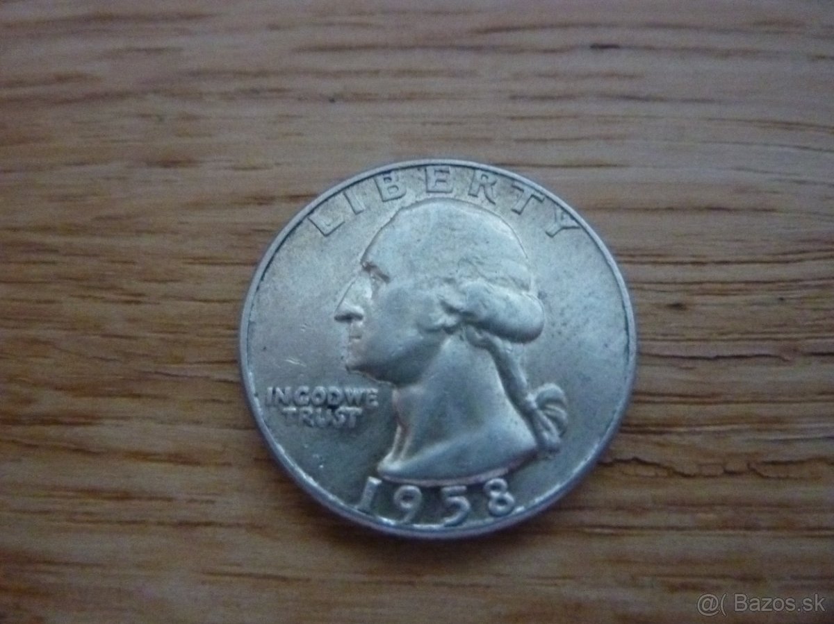 2 x strieborný americký 1/4 dollar- 1958D a 1964D
