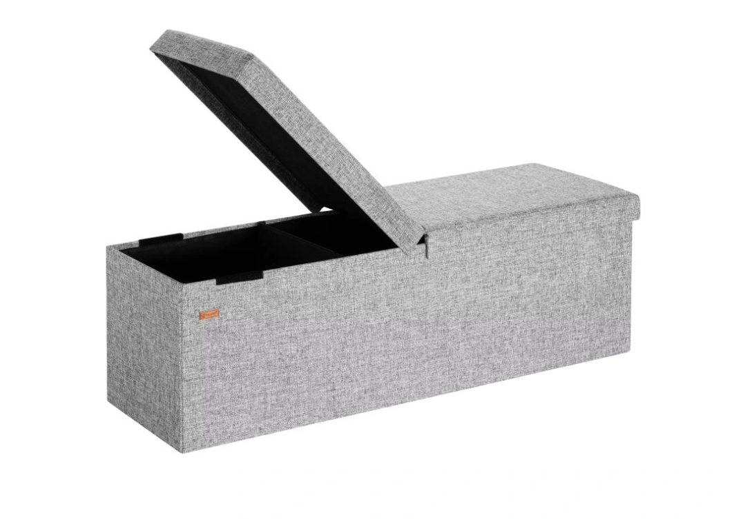 Úložná lavica s výklopným vekom 115x38x38 cm sivá skladacia