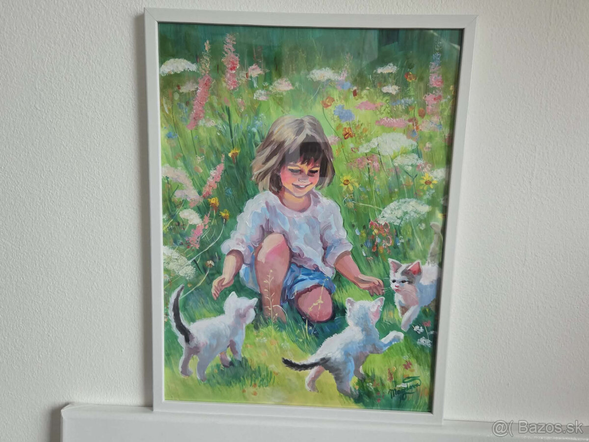 Akryl na akvarelovom papieri,ramik 30x40cm,motív : Dievčatko