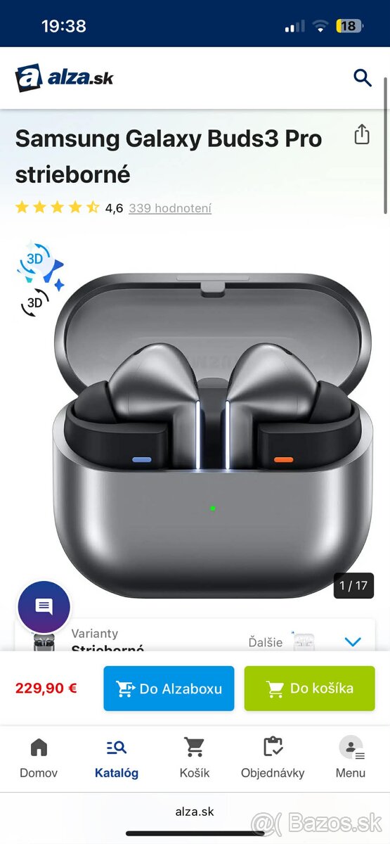 Samsung galaxy buds3 pro strieborné