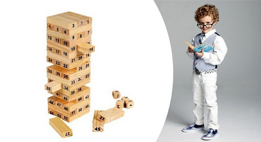 Rodinná hra – veľká drevená číselná veža