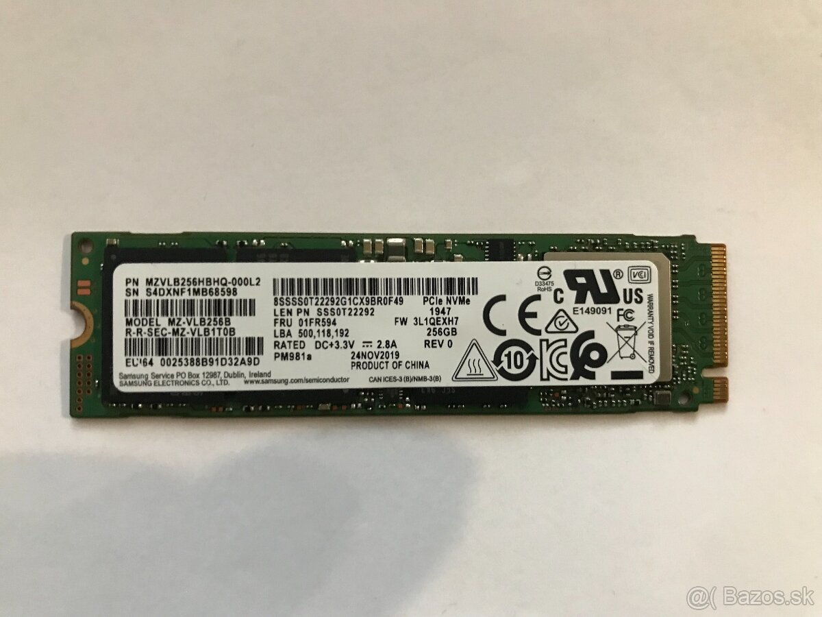 ssd disk M.2. NVme SAMSUNG PM 981a. 256GB.