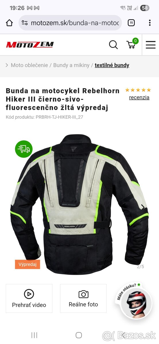 Bunda na motocykel Rebelhorn Hiker III čierno-sivo-fluoresce