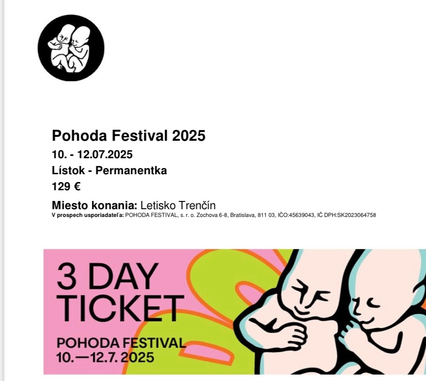 Pohoda lístok na predaj