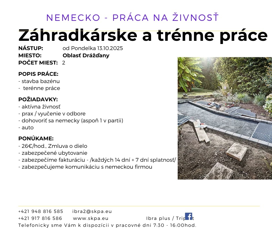 Záhradnícke a terénne práce DE- od 13.10.2025