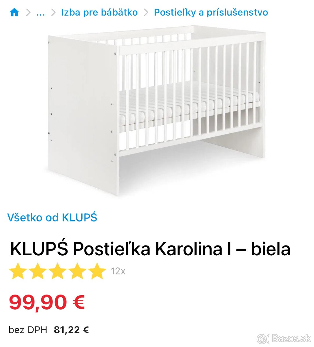 Detska postielka KLUPŚ Postieľka Karolina I – biela