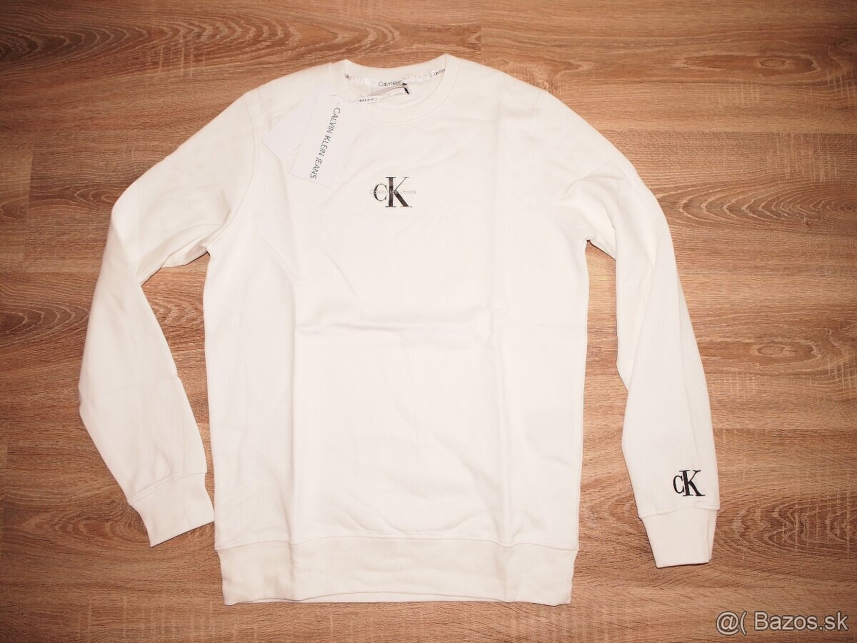 Calvin Klein pánska - chlapčenská mikina biela
