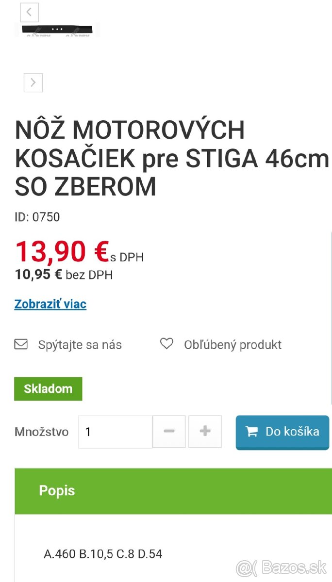Nôž na kosacku Stiga