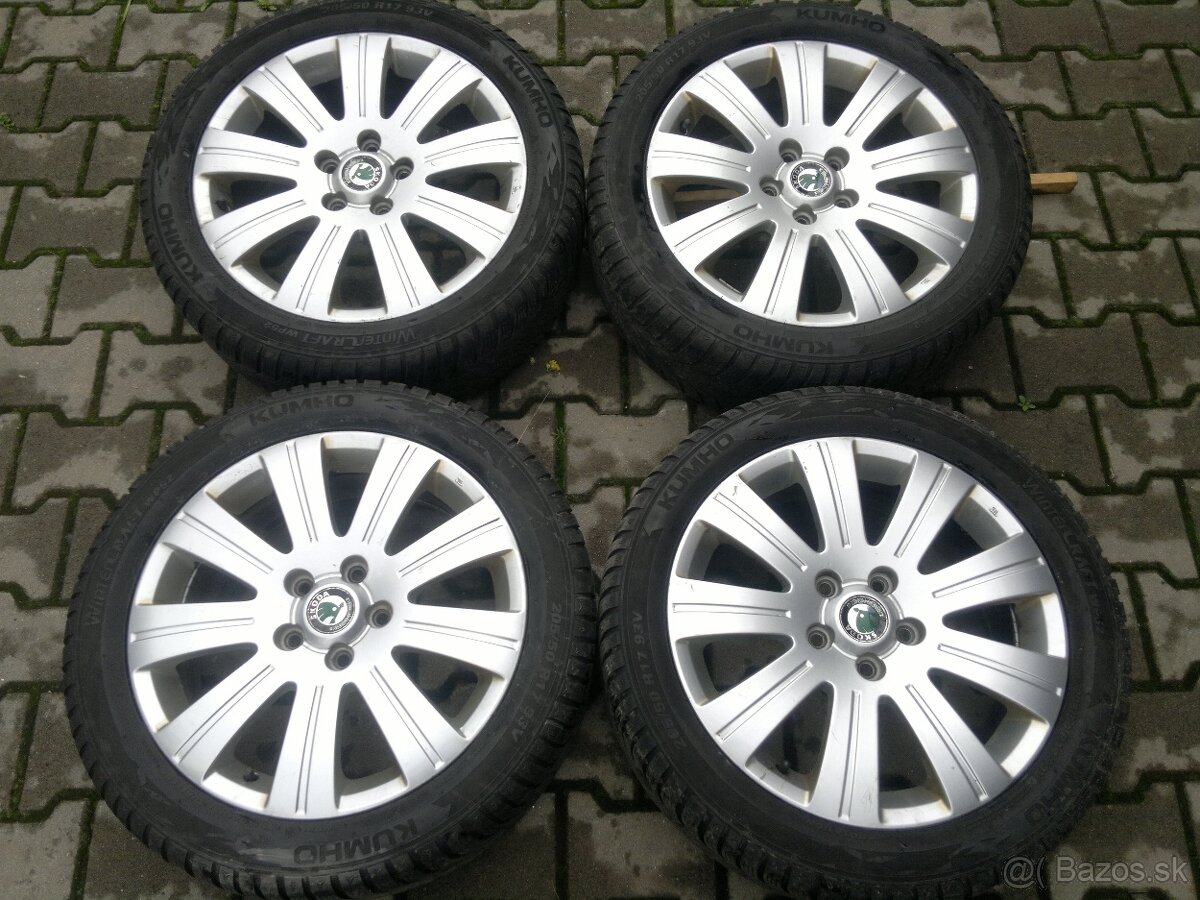 Elektrony Skoda Superb II 5x112 r17, zimne pneu. 205/50 R17