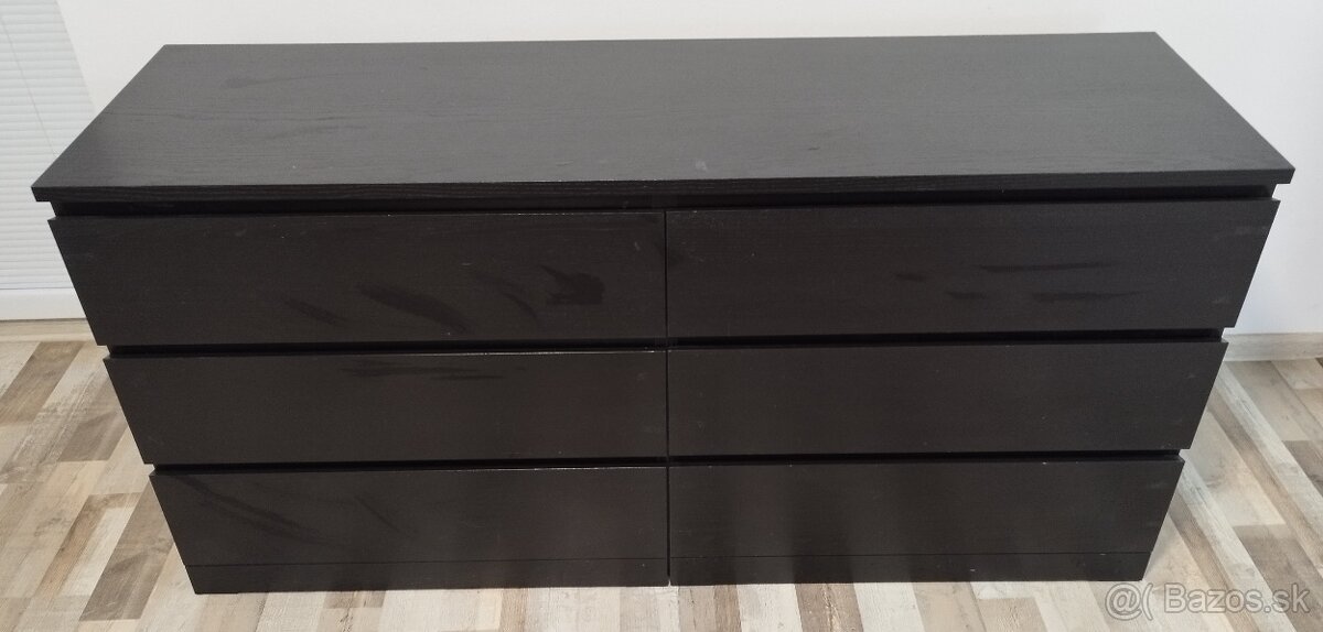 6 suplikova komoda , odtien wenge, Ikea Malm, 160x48x78 cm