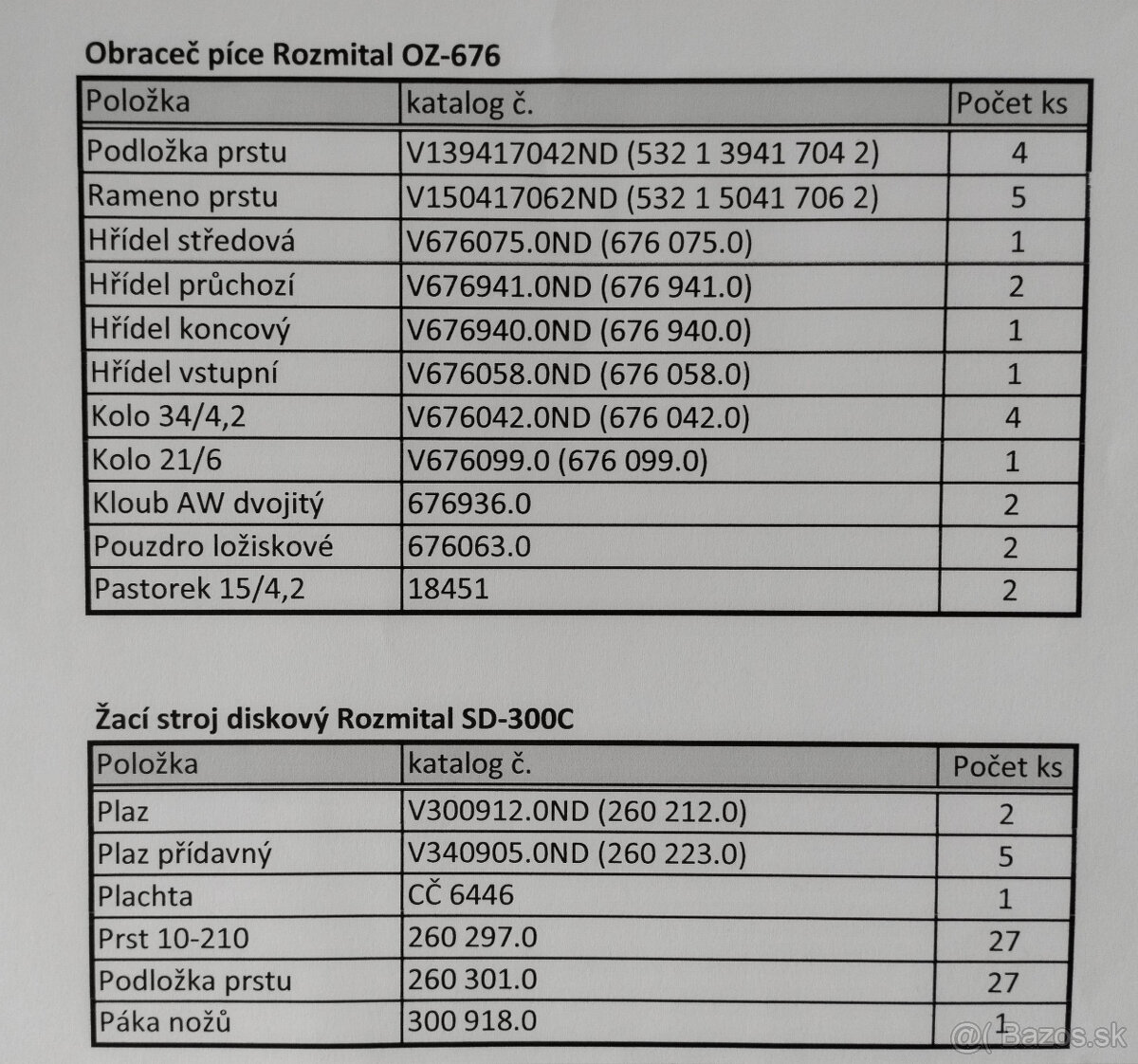 ND na Obraceč Rozmital OZ-676 a Žací stroj SD-300C