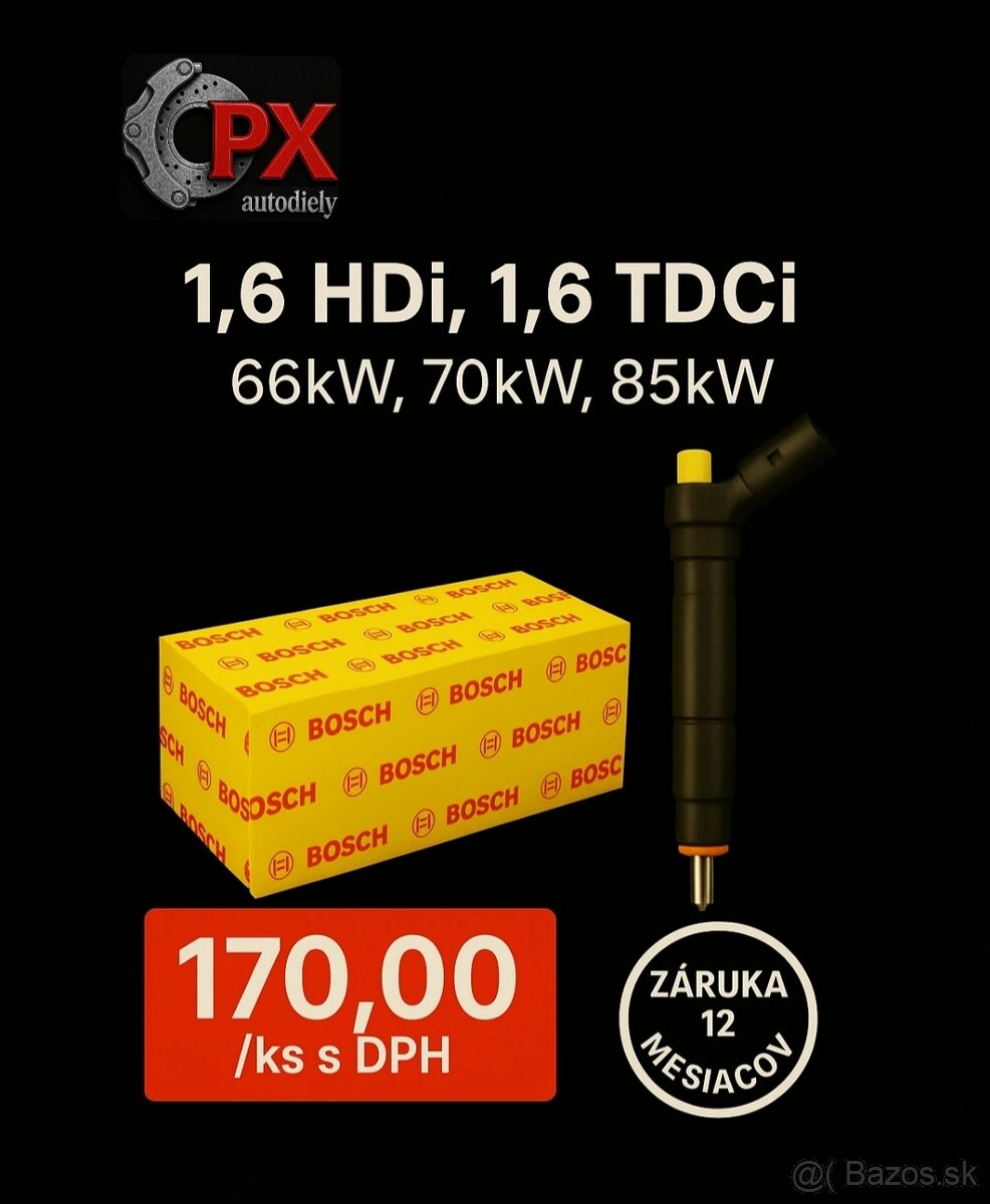 Repasované vstrekovače BOSCH 1.6 HDi,1.6 TDCi-55,66,68,73 kw
