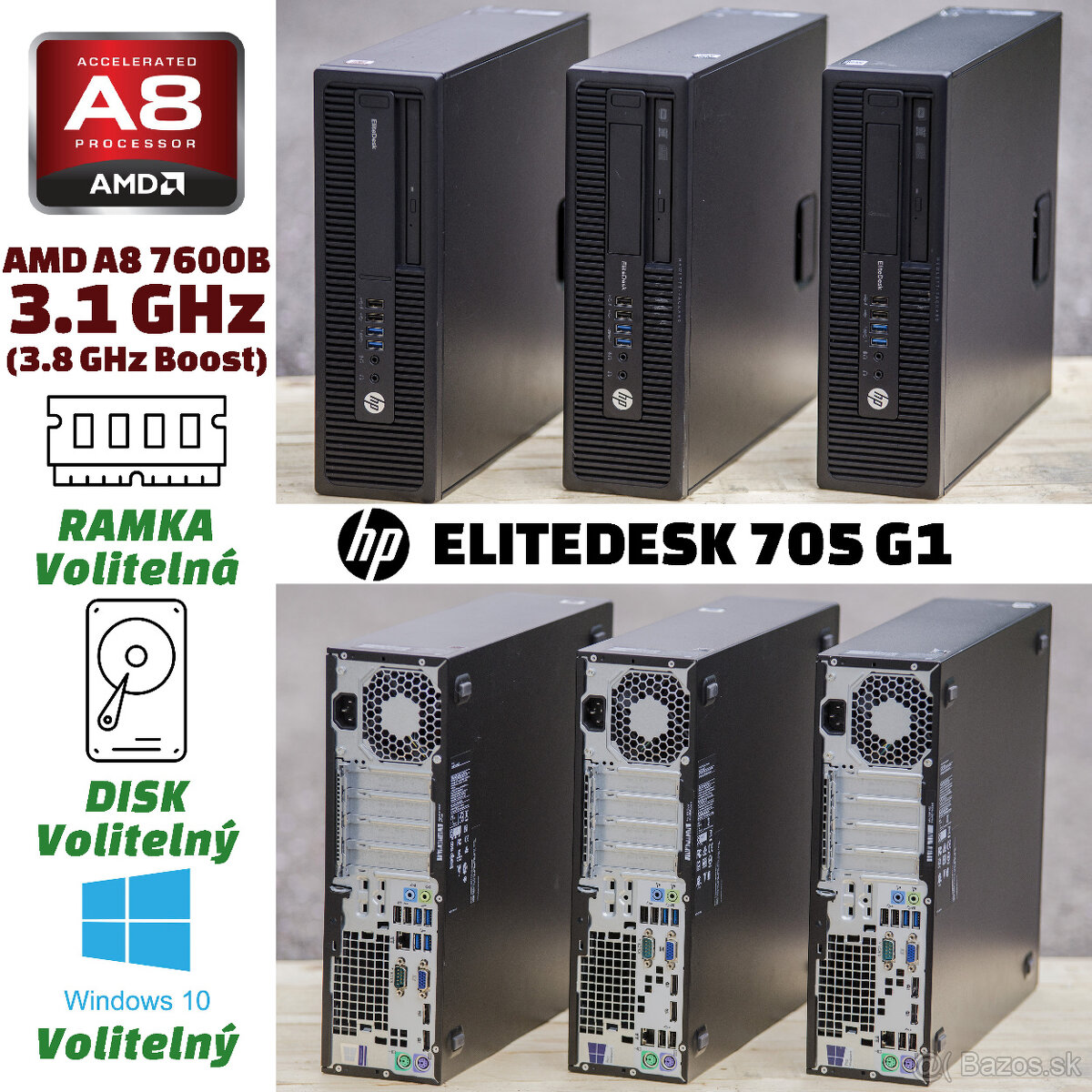 HP EliteDesk 705 G1 - AMD PRO A8-7600B -3.1GHz-