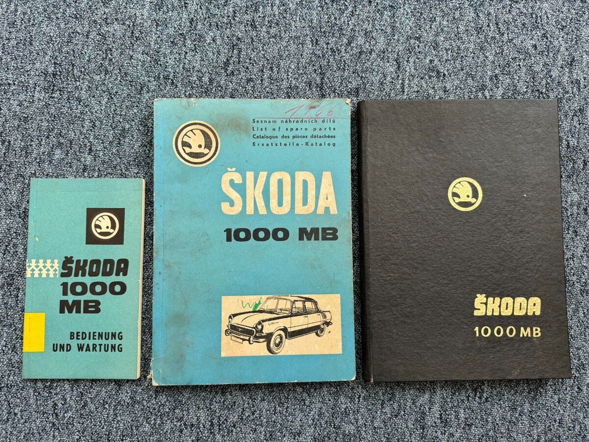 Predam 3 knizky Skoda 1000MB service handbuch