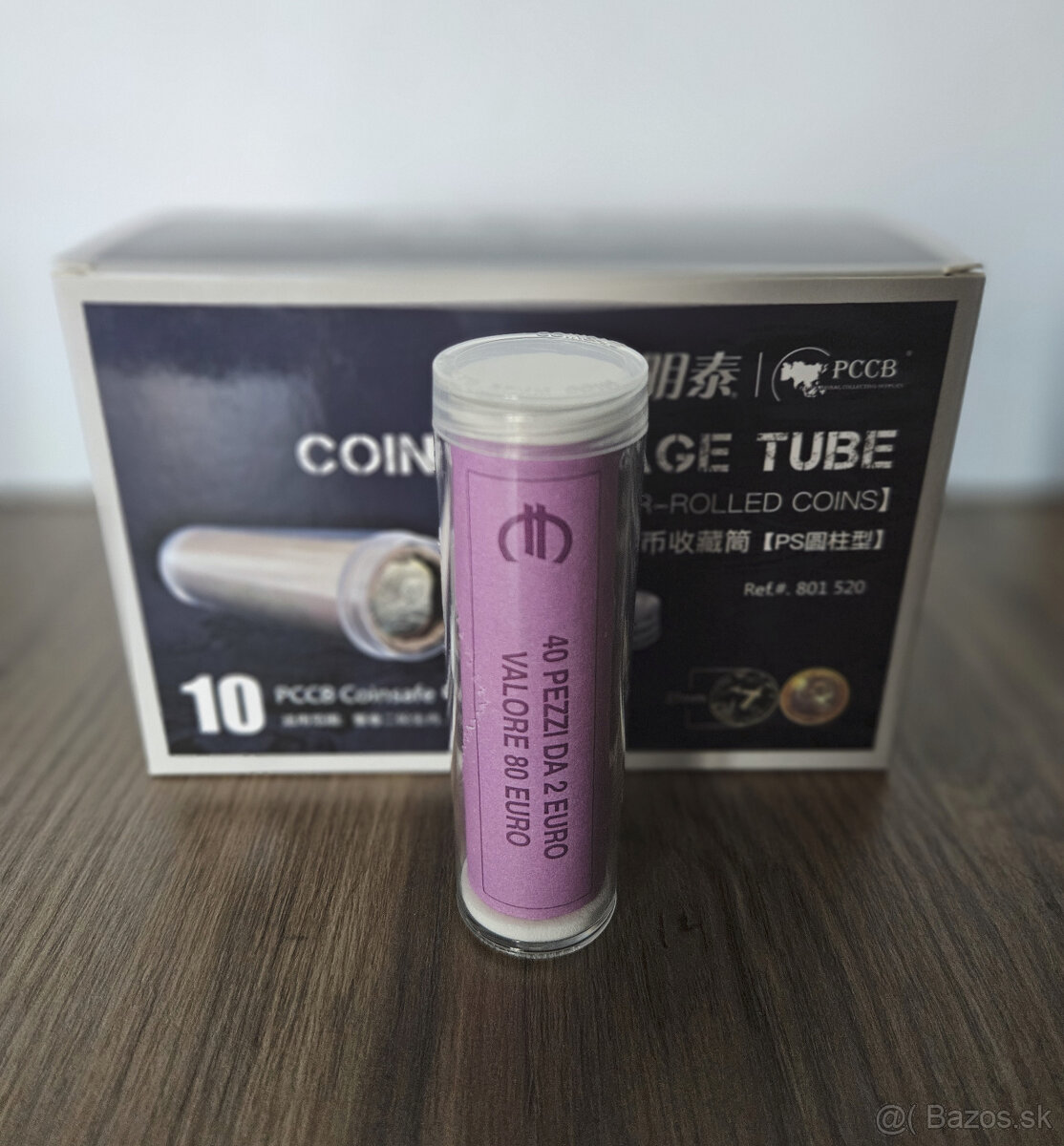 Plastové tuby (na 2 euro mince)