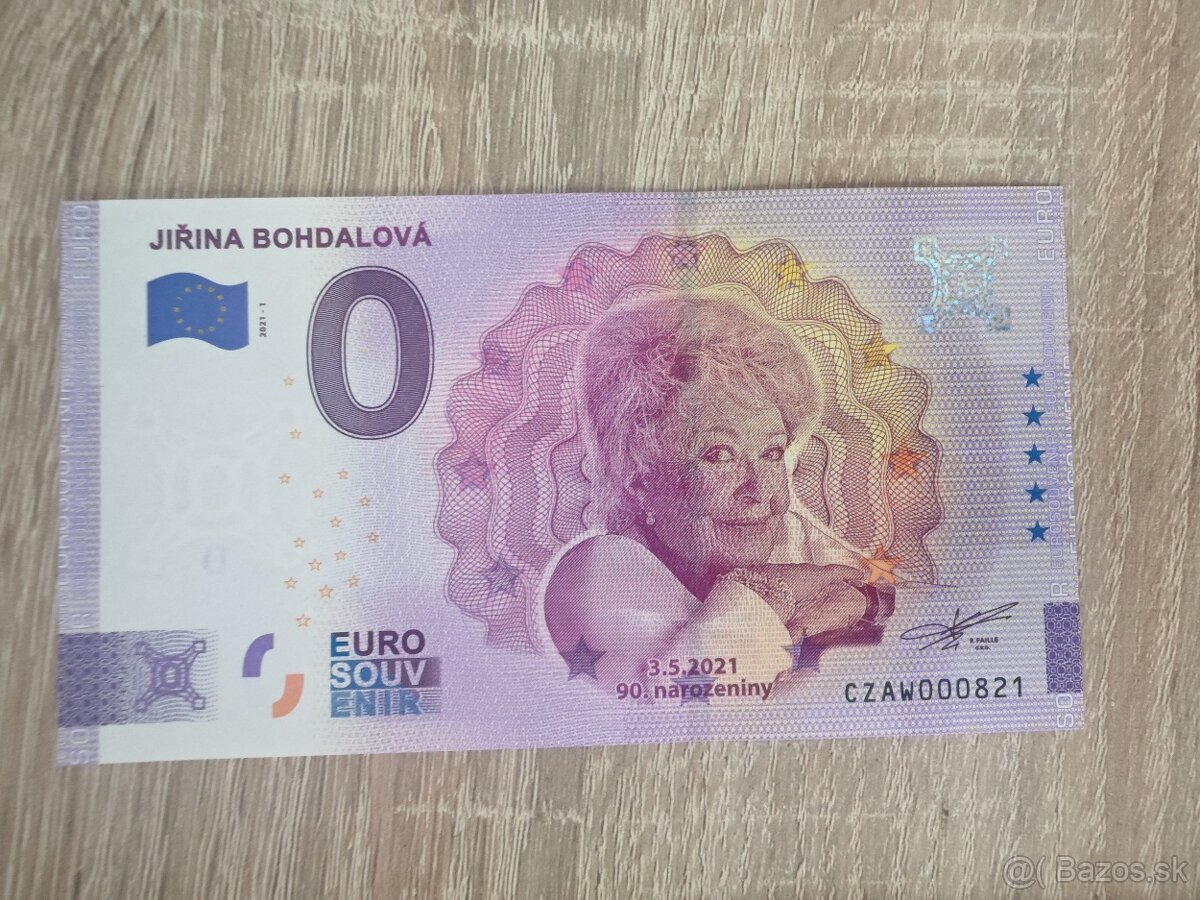 0€ bankovka Jiřina Bohdalová