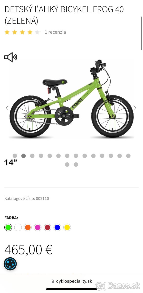 Bicykel Frog 14 zelený