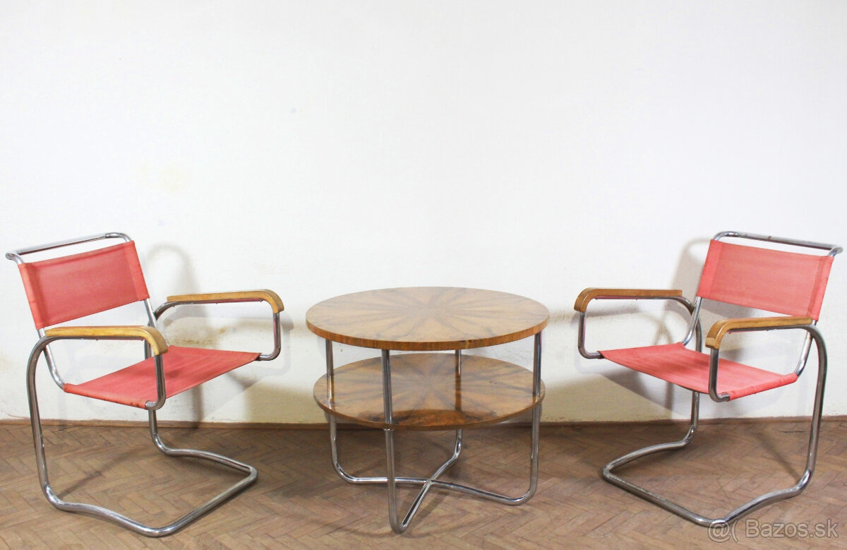 kreslá H-80 + stolík,Jindřich Halabala