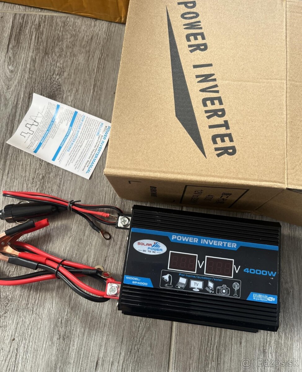 Menič napätia DC/AC 12V / 230V-220V, 4000W